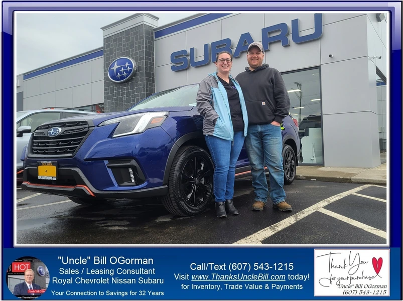 Samantha and Tim get the New 2024 Subaru Forester Sport from "Uncle" Bill and Royal Subaru