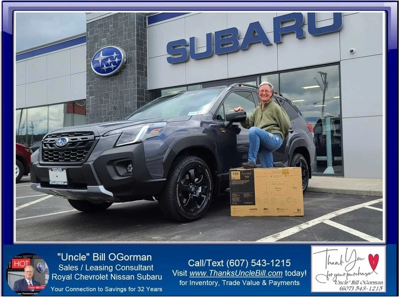 Congratulations to Kathy and her NEW Subaru Forester Wilderness from "Uncle" Bill and Royal