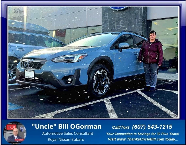 Congratulations to Doreen!  She just drove her Brand New Subaru Crosstrek home.  Thanks "Uncle" Bill