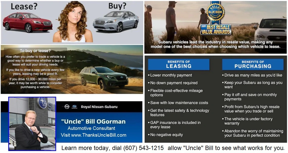 Should you Lease or Buy your New Subaru?  Just Ask "Uncle" Bill!