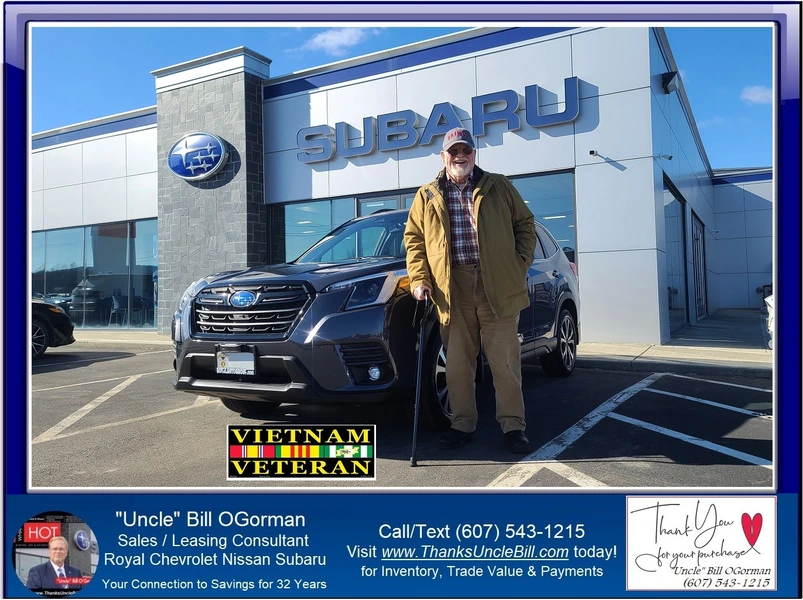Another local Veteran, found the vehicle and savings he needed with "Uncle" Bill of Royal Subaru