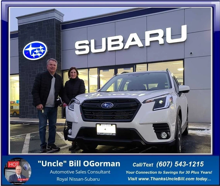 Thank you Joan and Mick for trusting "Uncle" Bill and Royal Subaru for your vehicle needs!