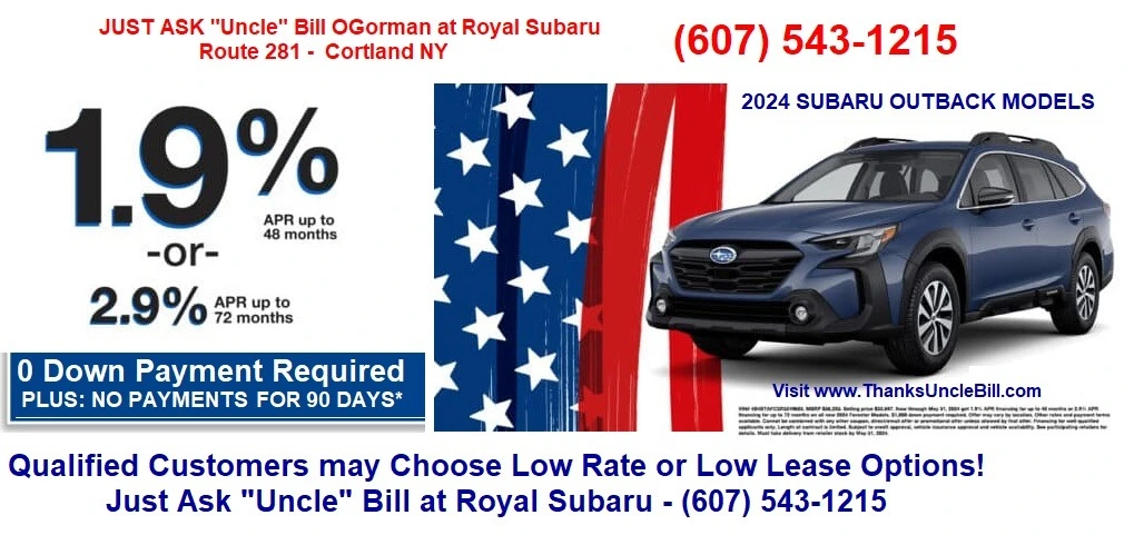 Zero Down Payment!  90 Days NO PAYMENTS!  Sign and Drive With "Uncle" Bill OGorman