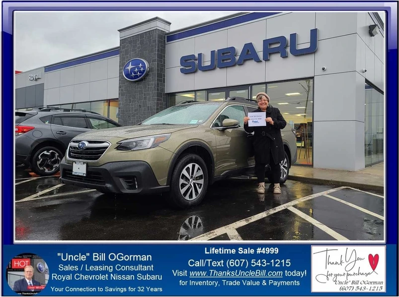Jacklyn is "Uncle" Bill's #4999 Lifetime Sale!  She chose a Factory Certified Subaru here at Royal.