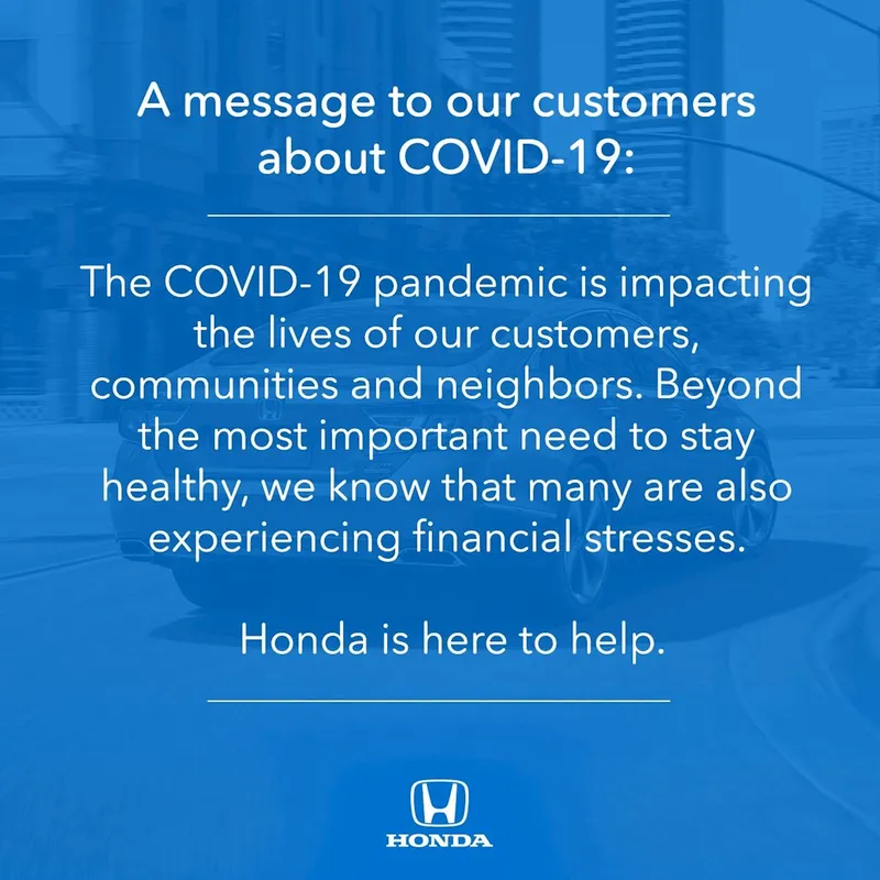Honda Financial - Covid 19 Assistance