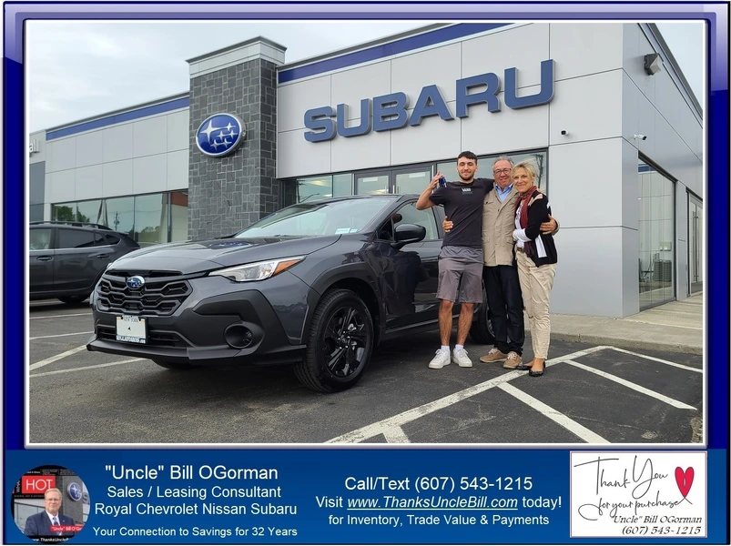 Congratulations Tristan on his New Subaru Crosstrek from "Uncle" Bill and Royal Subaru of Cortland