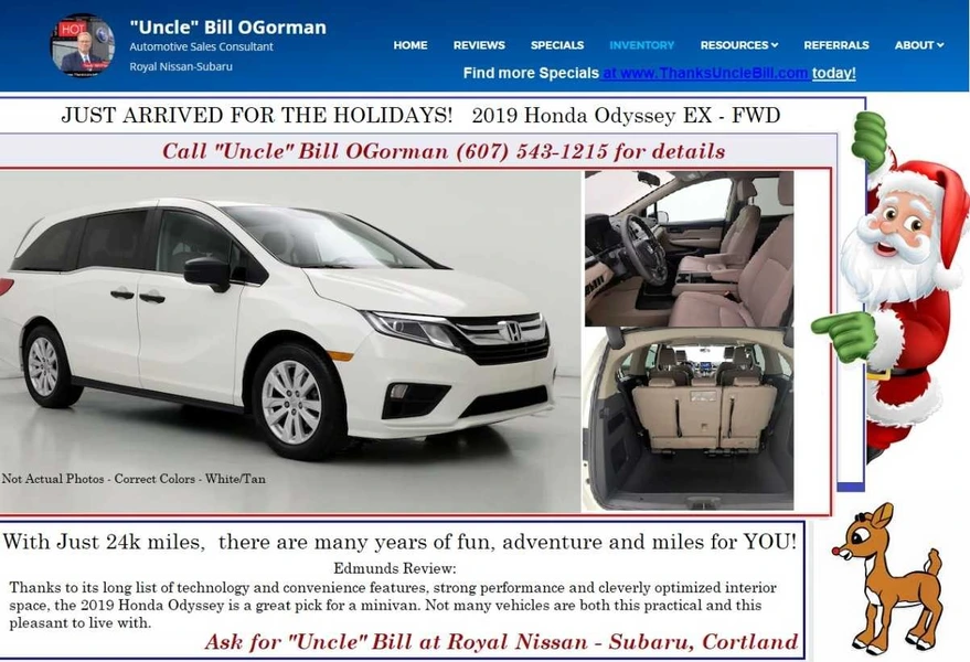 2019 Honda Minivan with just 24,000 miles!  It's time you call "Uncle" Bill at Royal Subaru