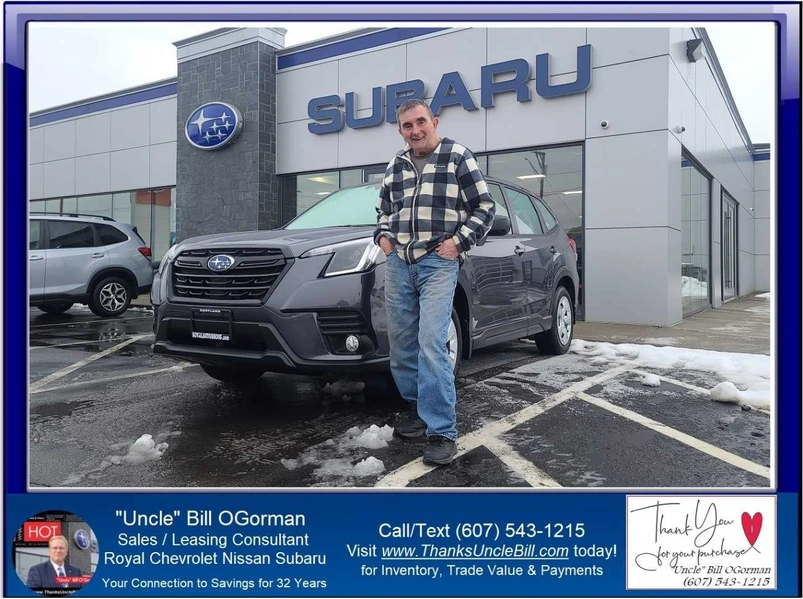 Congratulations! John Dey came to see "Uncle" Bill at Royal Subaru to find his next Forester!