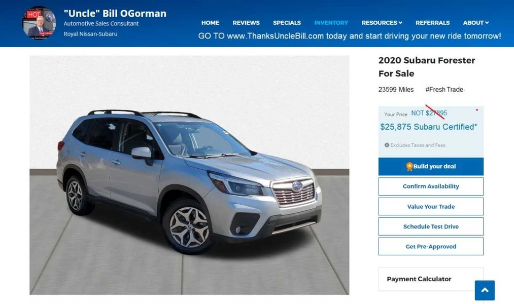 Subaru Factory Certified FRESH TRADE ALERT - See "Uncle" Bill at the Royal Auto Group