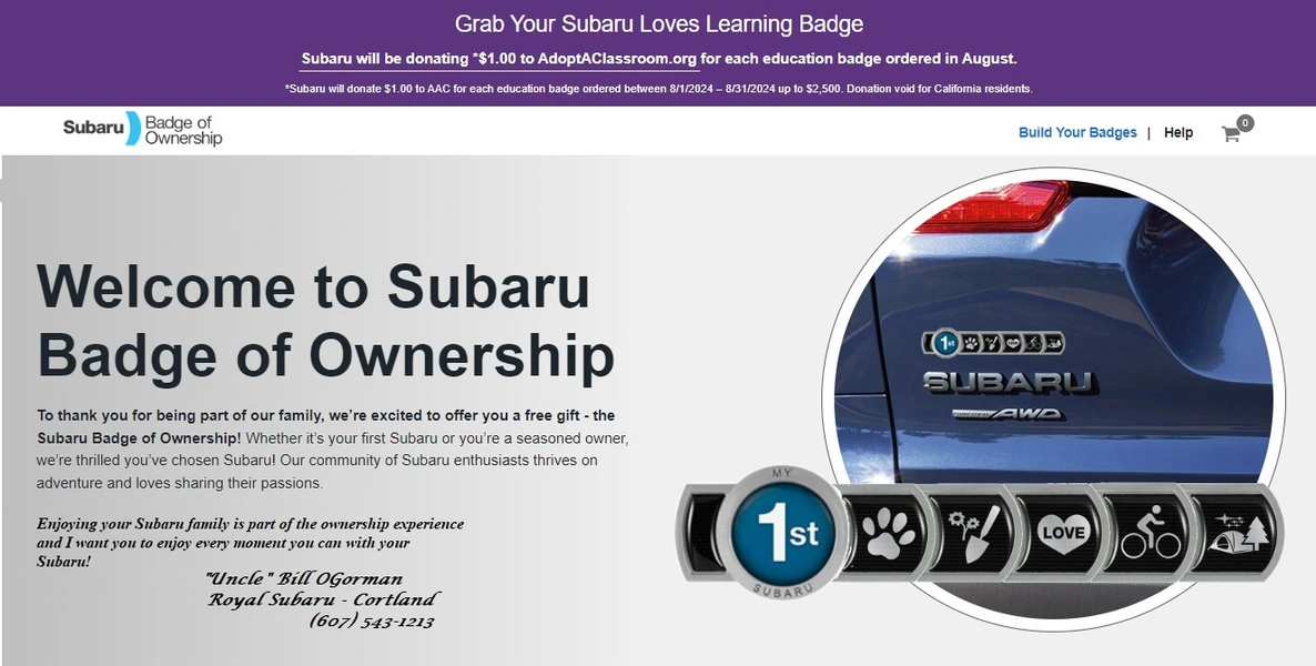 1st, 2nd or 6th Subaru?  Display your "Love" with Owner Badges - Thanks "Uncle" Bill