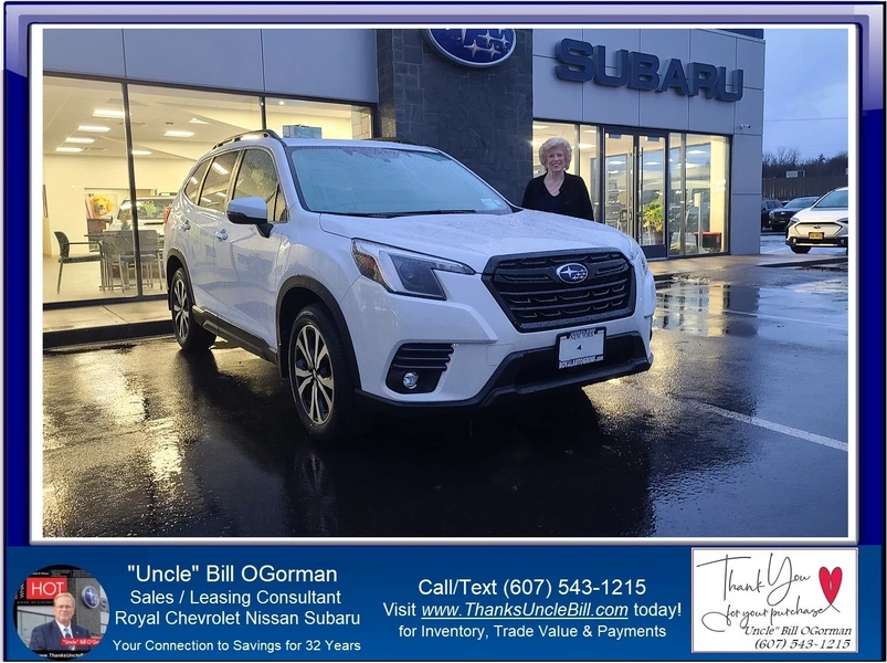 Congratulations to Carole Jacques.  She is now enjoying a 2024 Subaru Forester LTD from "Uncle" Bill